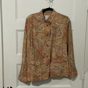 Coldwater Creek Tan Paisley Stand-Collar Blazer
